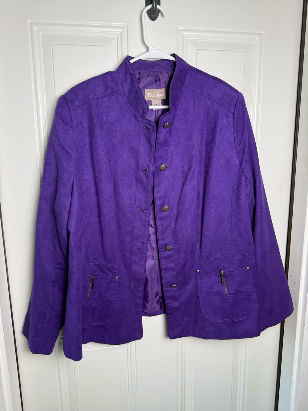 TanJay Purple Suede-Style Button Jacket